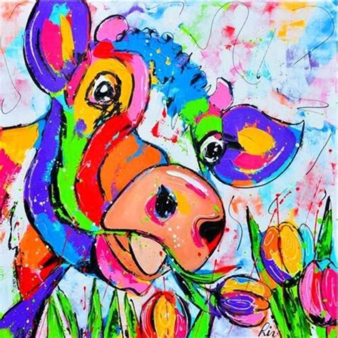 Diy Diamond Painting Colorful Pictures 16 Painting Art Cow Art