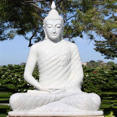 Outdoor Large Stone Carving Sculpture Buddha Statues Natural White