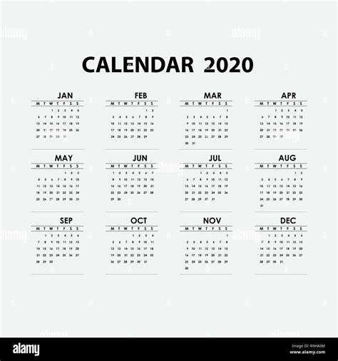 12 Month Calendar Template 2020 Word Calendar Printables Calendar