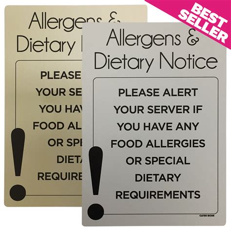 Food Allergy Sign Alert Your Server Of Any Allergens And Dietary