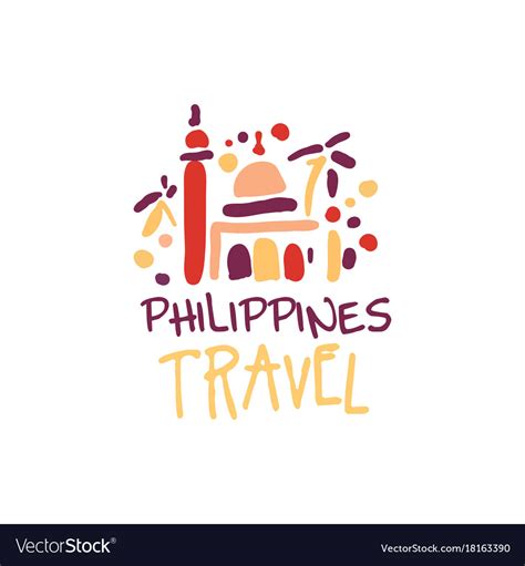 Travel To Philippines Logo With Manila Cathedral Vector Image
