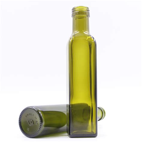 Hot Sale Round Shape Antique Dark Green 250ml Edible Olive Oil Glass Bottles High Quality