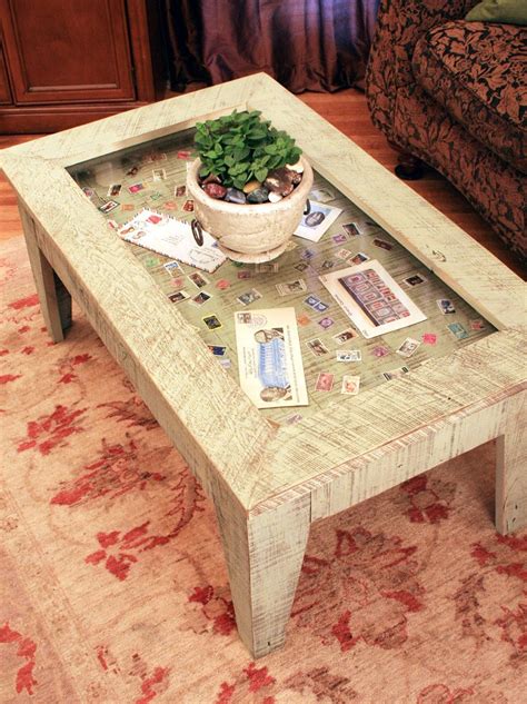 Display Coffee Table With Glass Top Reclaimed Wood Rustic