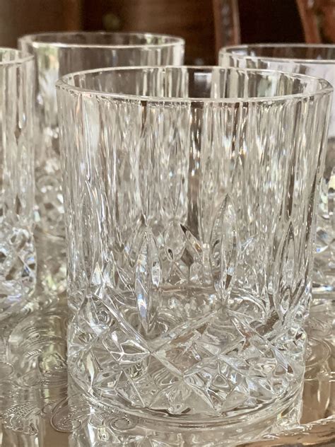 Crystal Old Fashion Glasses Set Of 4 Lead Crystal Manhattan Glasses Vintage Lowball Cocktail