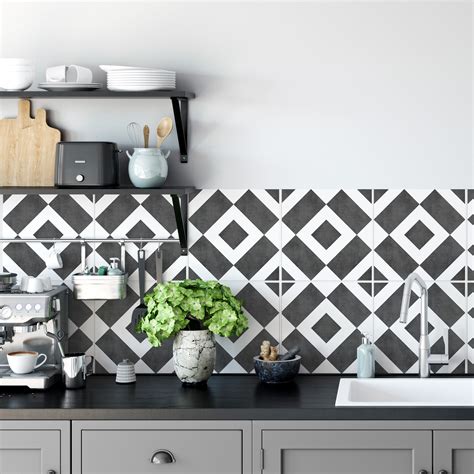 Kitchen Backsplash Decor Diagonal Geometric Tiles