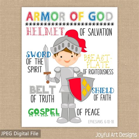 Armor Of God Ephesians 610 18 Christian Wall Art Knight Etsy Ireland
