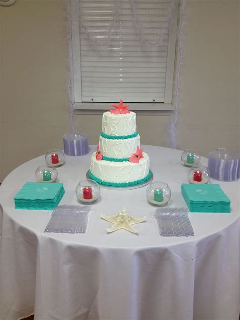 Turquoise And Coral Buttercream Wedding Cake Publix 1213 Orange Beach