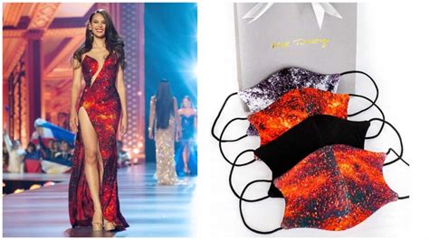Look Catriona Grays Lava Gown Inspired Face Masks By Mak Tumang