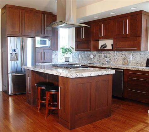 Cherry Wood With White Granite Counters And White