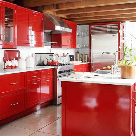 Beautifully Colorful Painted Kitchen Cabinets In 2020 Red Kitchen