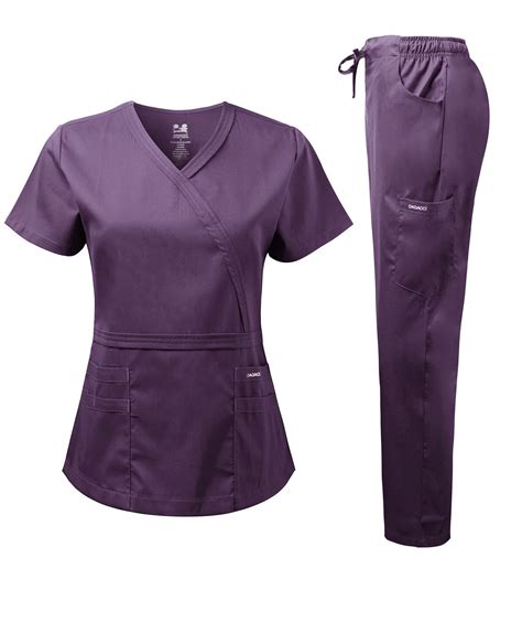 dagacci medical uniform women s scrub set natural stretch y neck stitch tape top and pants