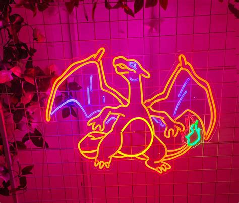 Charizard Neon Sign Anime Neon Light Japanese Neon Sign Ideal Etsy