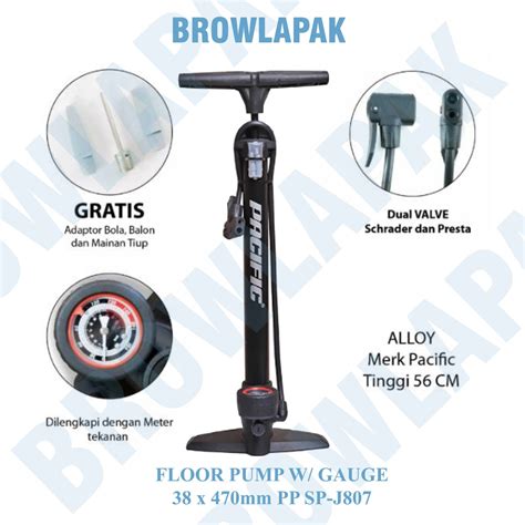 Jual Pompa Sepeda Mobil Pompa Lantai Tabung Pacific Sp J Floor Pump With Valve Pacific