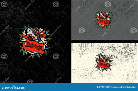 Vector Of A Fierce Red Dragon Head With Sharp Spikes Stock Vector