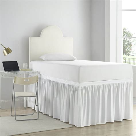 Dorm Sized Bed Skirt Panel With Ties 3 Panel Set White Walmart