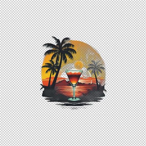 Logotipo Plano Tequila Sunrise Fondo Aislado Archivo Psd Premium