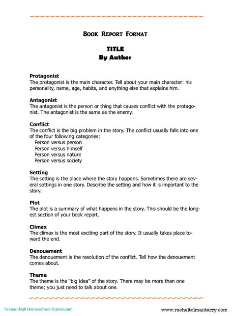 The Book Pound: Book Report Format | Book report templates, Book report, Report template