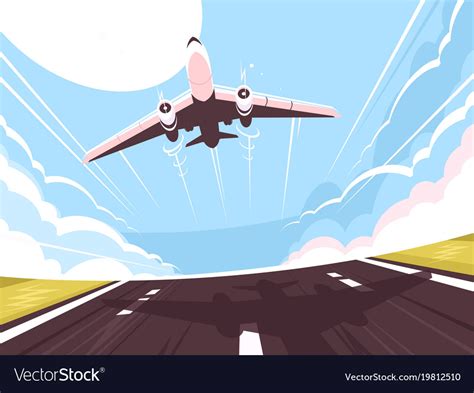 Passenger Plane Takes Off From Runway Royalty Free Vector
