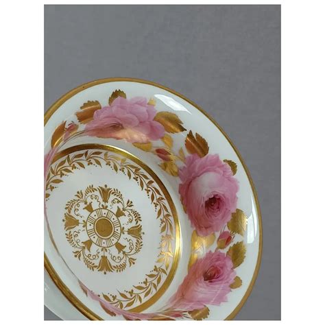Meissen Hand Painted Pink Swansea Rose Pattern Gold Tea Cup Saucer