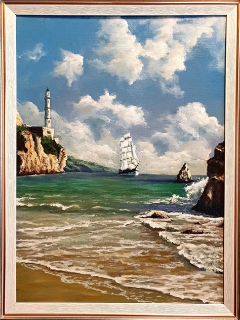 Seascape Oil Original Painting By The Sea A Work Of Art Of Etsy