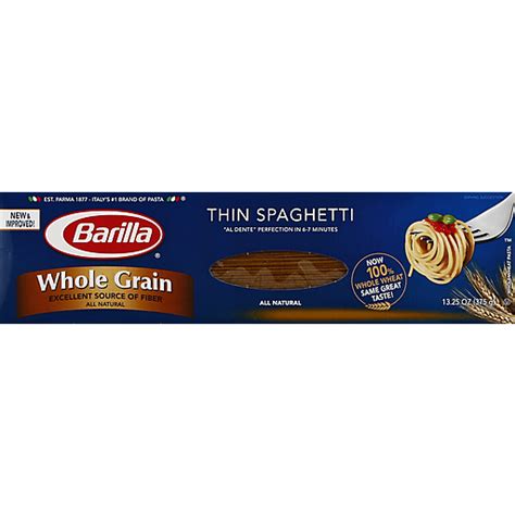 Barilla Pasta Whole Grain Thin Spaghetti 1325 Oz Box Long Cut