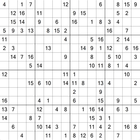Sudoku 16x16 Printable Printable Word Searches
