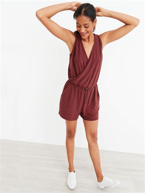 Breathe On Cross Front V Neck Romper For Women 3 5 Inch Inseam Old Navy Rompers Old Navy