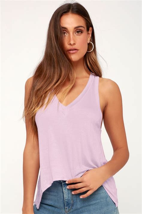 Cute Lavender Top V Neck Top Cropped Tank Top Lulus