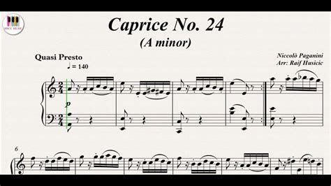 Caprice No 24 In A Minor Niccolò Paganini Piano Piano Piano