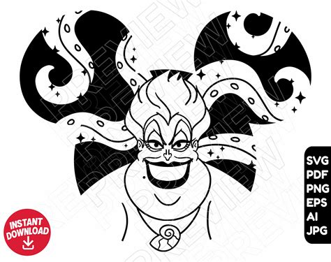 Ursula SVG Png Clipart the Little Mermaid Disneyland Villain - Etsy