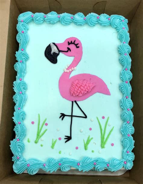 Flamingo With Pearl Necklace Cake Eyelashes Birthday Simple Fashion