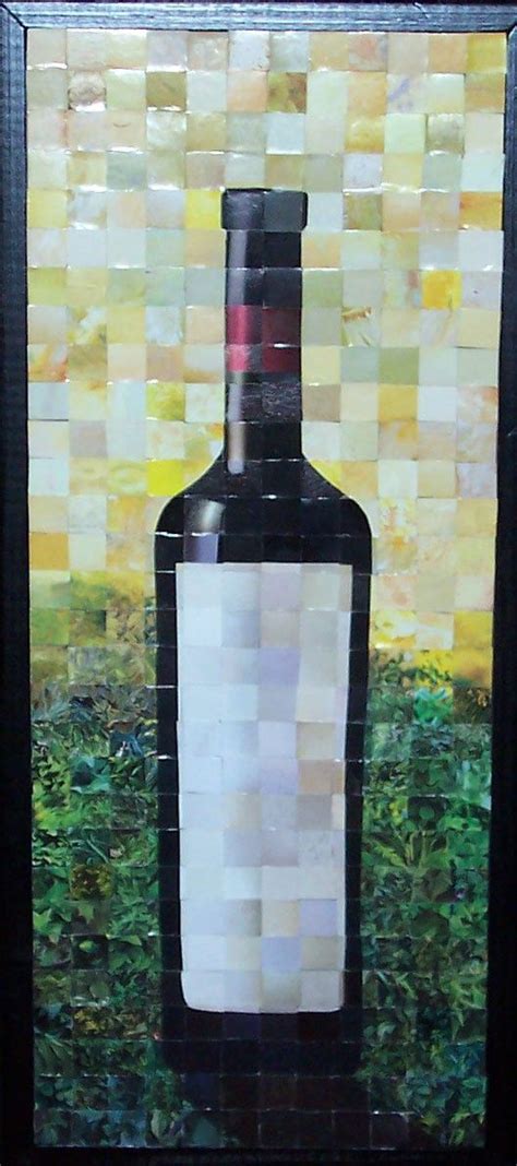 Vintage Wine Bottle Paper Mosaic Etsy Paper Mosaic Wine Bottle