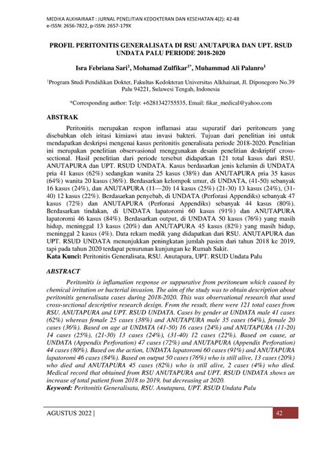 peritonitis infeksi peritoneum - e-ISSN: 2656-7822, p-ISSN: 2657-179X