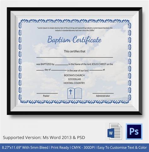 Hope you can find those free printable templates. Baptism Certificate Template Word (2) - TEMPLATES EXAMPLE | TEMPLATES EXAMPLE
