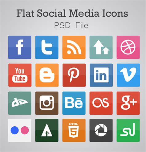 A pack of 300 social media icons (png & vector) and a set of animated icons (lottie and ae), which cover all the trendiest social media networks nowadays. Free Flat Social Media Icons (PSD) -DesignBump