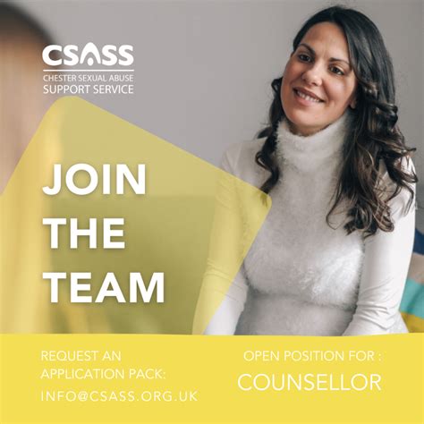 New Job Specialist Sexual Violence Counsellor At Csass Chester