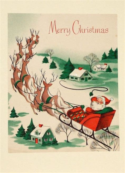 pin by daniele on santa in his sleigh vintage christmas cards vintage christmas cards merry