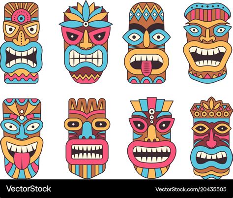 Hawaiian Mask Of Tiki God Wooden African Vector Image