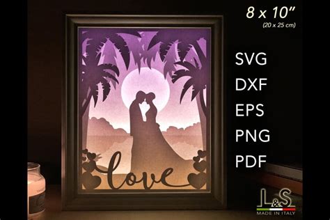 3D Wedding Shadow Box Template | Layered Love Light Box