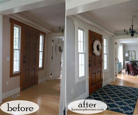 White trim around windows and doorways is a great way for you to make those aspects of the room look larger. Kammy's Korner: Updating The Foyer