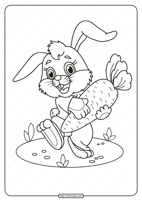 Printable Rabbit With Carrot Pdf Coloring Page Easter Coloring Pages