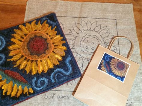 Primitive Sunflower Design On Linen Or Monkscloth Floral For Etsy