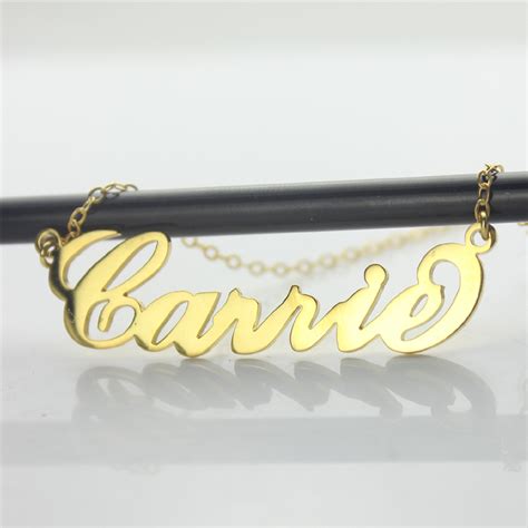 personalized carrie name necklace gold