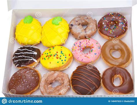 Top View Fancy Donuts In A Box Stock Image Image Of Fresh Frosted