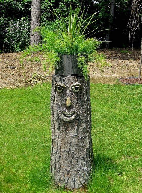 Stumps Tree Faces Inexpensive Landscaping Tree Stump Planter