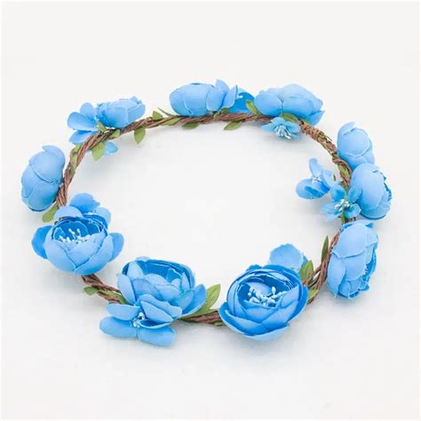 Venta Al Por Mayor Coronas De Flores Azules Para El Pelo Compre Online