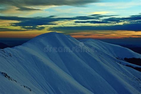 Colorfully Clouds At Sunset In Top Of The Mountain On Winter Time At