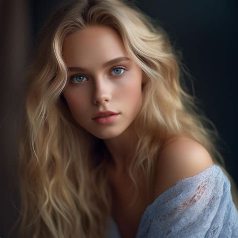 Premium Ai Image A Woman With Long Blonde Hair And A Blue Eyes