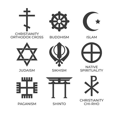 Coleção De Símbolos Religiosos De Design Plano Vetor Grátis