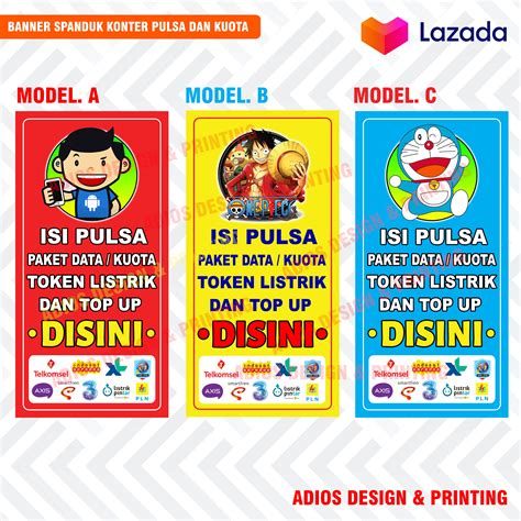 BANNER SPANDUK KONTER PULSA DAN KUOTA GAMBAR KARTUN | Lazada Indonesia